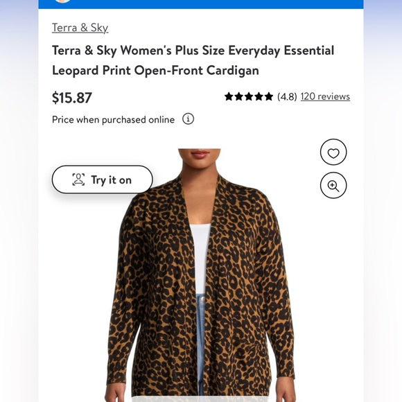 ❌SOLD❌1X Terra & Sky Leopard Print Cardigan - Picture 6 of 6
